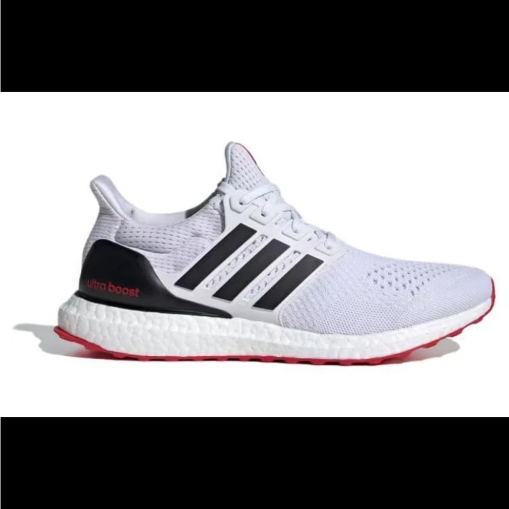 Adidas Ultraboost 1.0 shoe in white w/black accents & red outsole~BRAND NEW